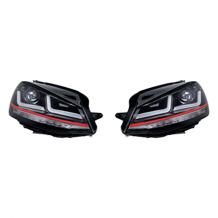 OSRAM LED-DRIVING VOLL-LED Tagfahrlicht Scheinwerfer für VW Golf VII (7) 12-16 schwarz/rot